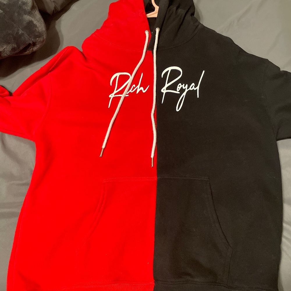 Rich Royal Half red Half Black Hoodie